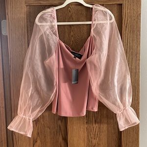 Pink Organza Sleeve Top